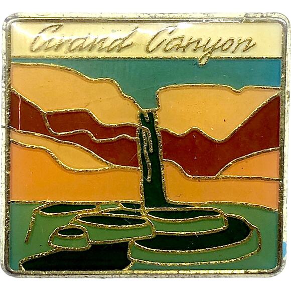 Grand Canyon Vintage Native American Art Style Waterfall Pin - Picture 1 of 2